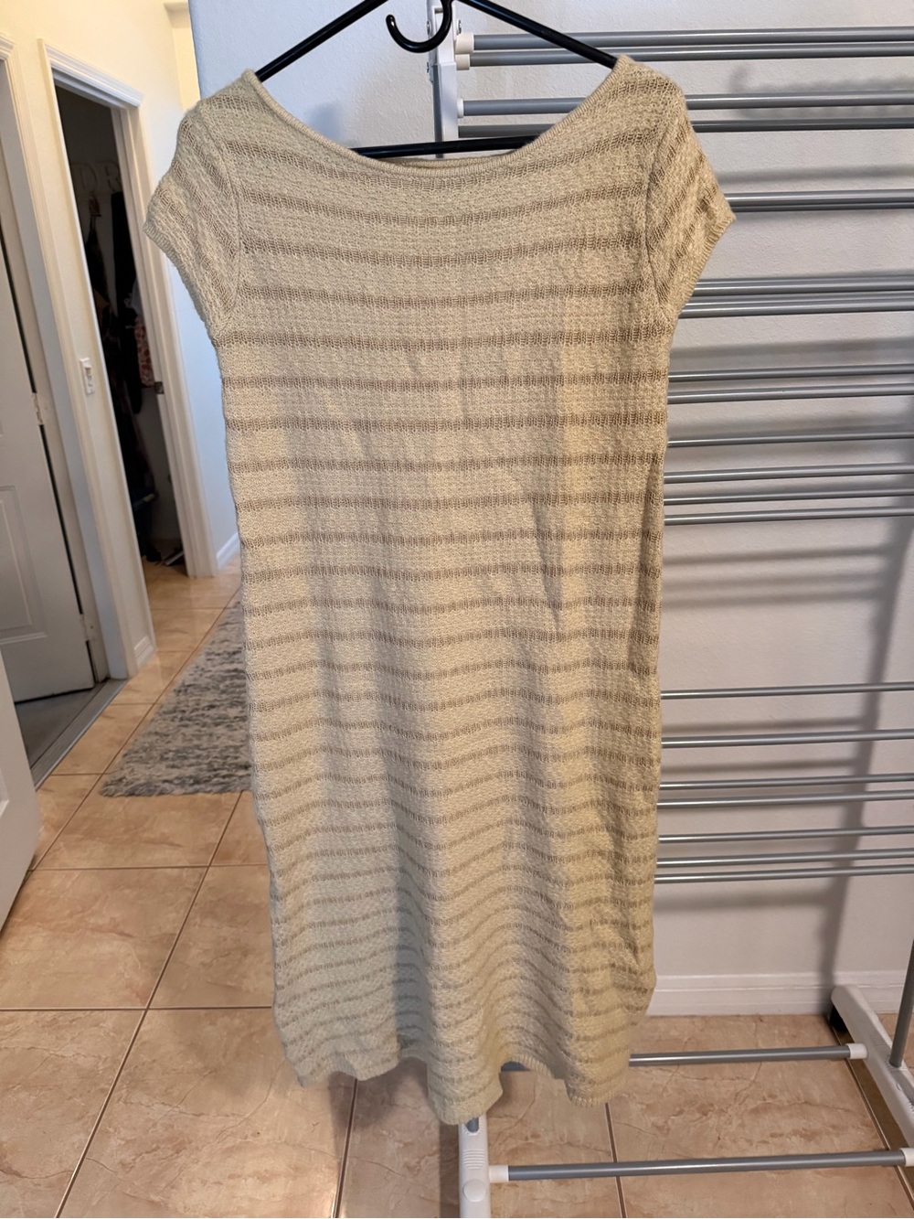 Zara Casual Cream Striped Knit Women's Dress
